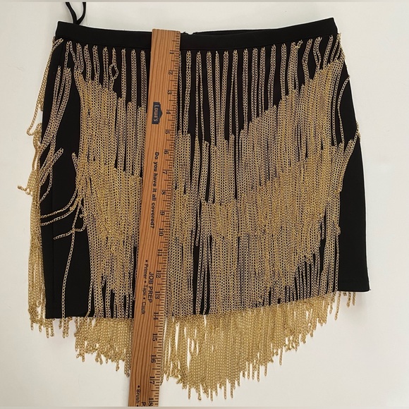 Gold Label WOW Couture Fringe Skirt Gold color heavy Chain Fringe Women’s M - Picture 4 of 9